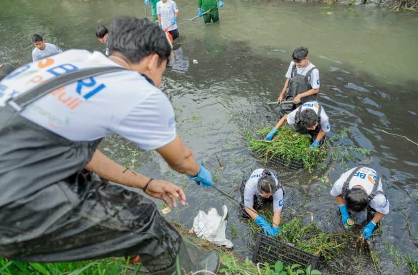  Sambut HUT ke-128–  BRI Regional Office Denpasar Bersihkan Sungai dan Tanam Pohon